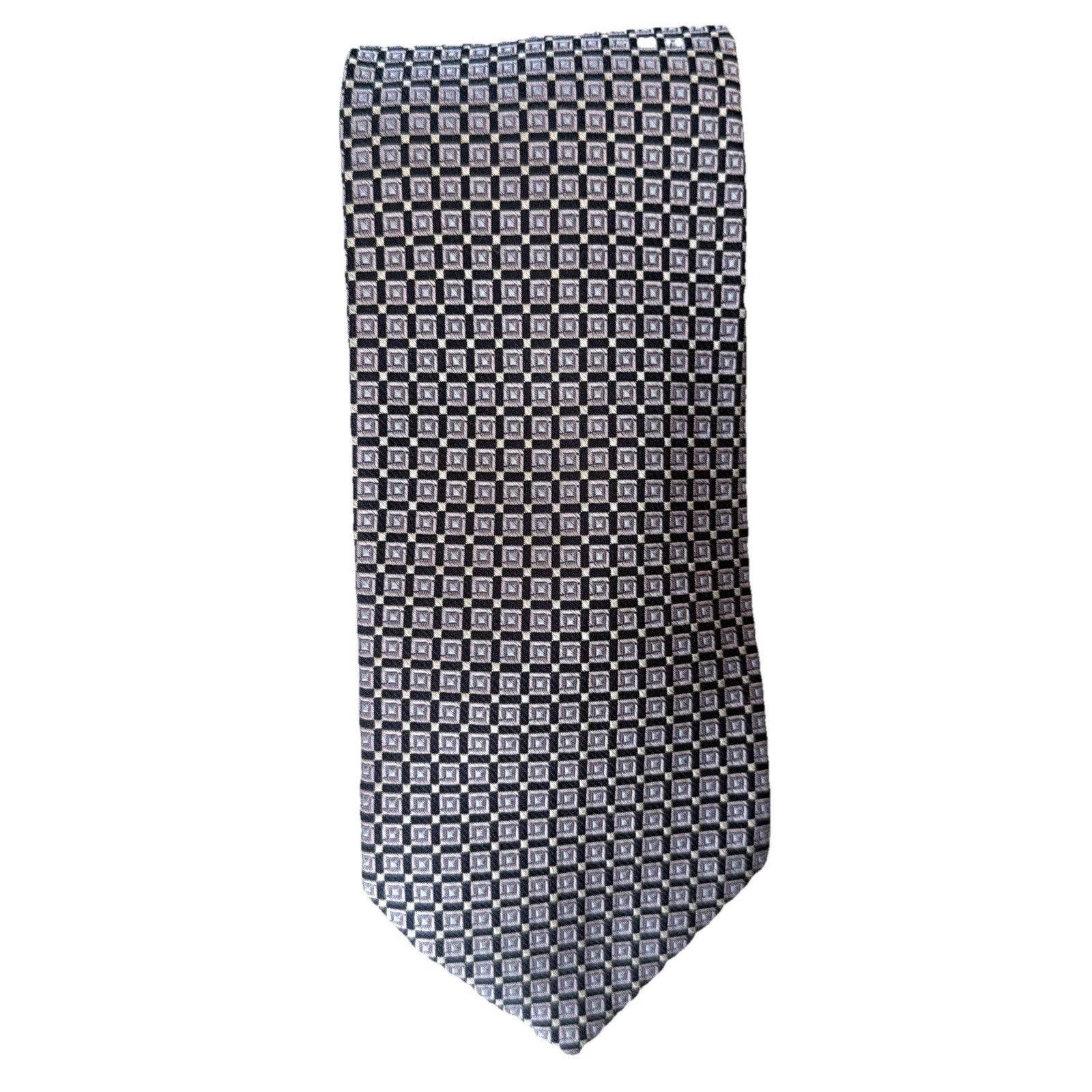 Nautica 100% Silk Necktie Tie Blue Squares Geometric New With Tag Gift